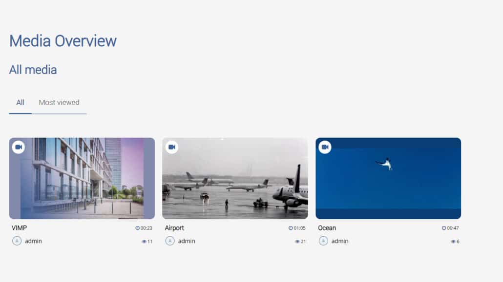 Media overview in the VIMP platform